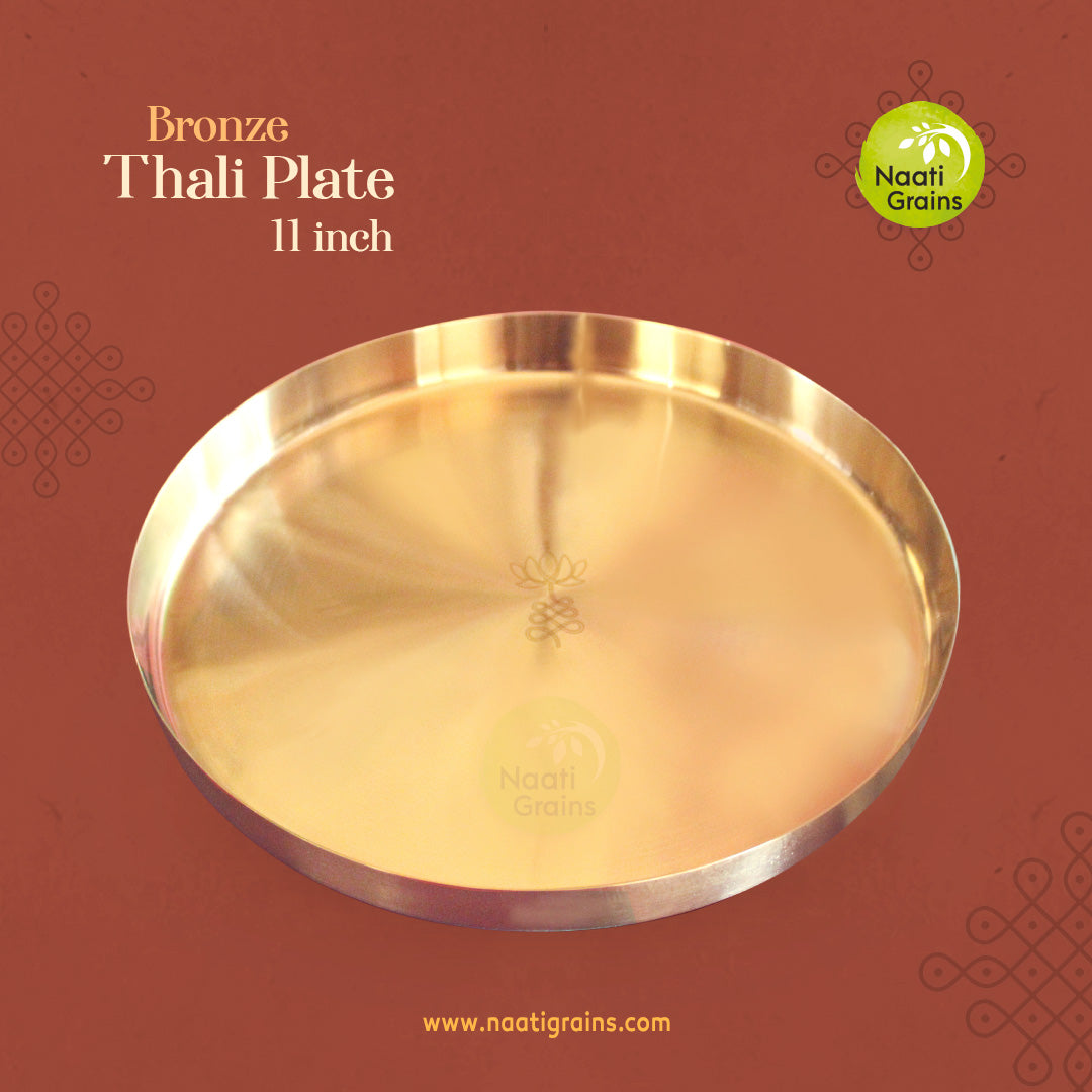 Virgin Kansa Bronze Thali Plate 11 inch | 78% Copper & 22% Tin | Vengalam / Kanchu