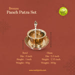Virgin Kansa Bronze Panch Patra Set with Uddharani & Plate | 78% Copper & 22% Tin | Vengalam / Kanchu
