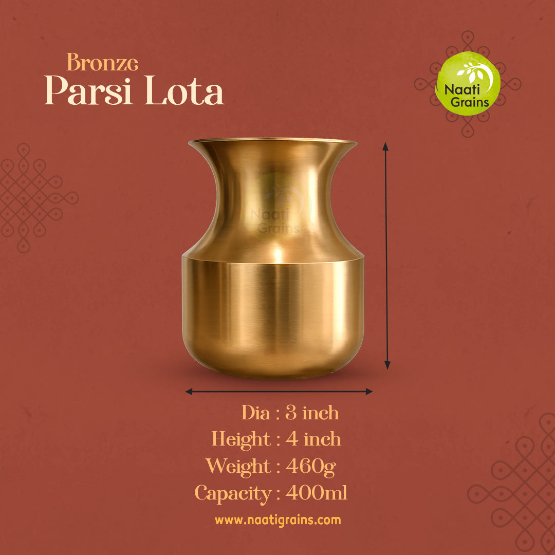 Virgin Kansa Bronze Parsi Lota | 78% Copper & 22% Tin | Vengalam / Kanchu