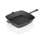 Premium Cast Iron Grill Pan 9.4 inch ( Pre Seasoned Ready to Use Flat Base )