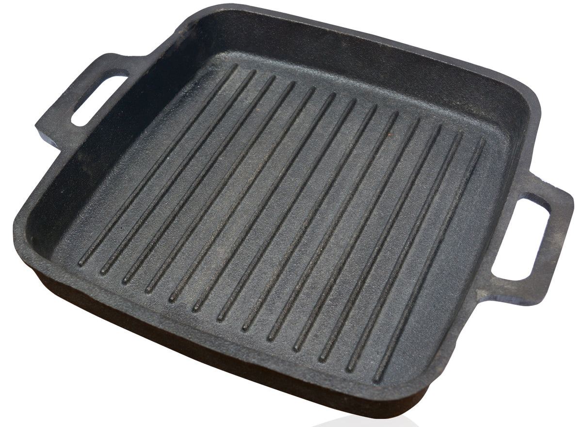 Cast Iron Grill Pan ( Pre Seasoned Ready to Use Flat Base )