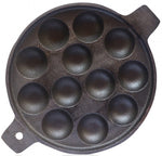 Cast Iron Kuzhipaniyara Kal (12 Kuzhi)( Preseasoned Ready to Use Flat Base ) Paddu Tawa