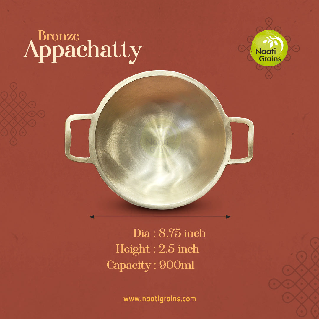 Virgin Kansa Bronze Appa Chatty Appam Pan 78% Copper 22% Tin Vengalam Kanchu