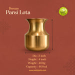 Virgin Kansa Bronze Parsi Lota | 78% Copper & 22% Tin | Vengalam / Kanchu