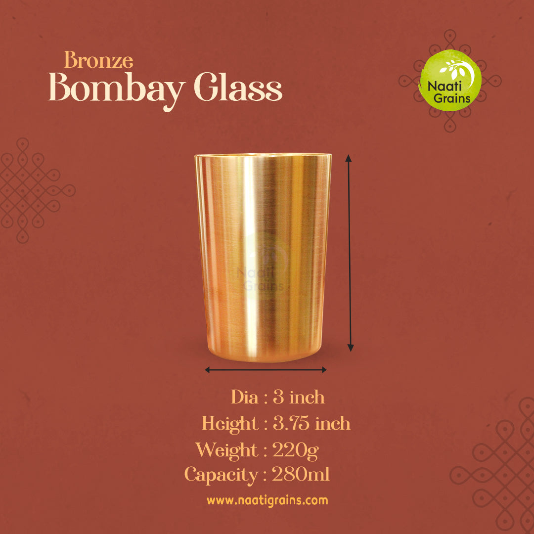 Virgin Kansa Bronze Bombay Glass 280ml 78% Copper 22% Tin Vengalam Kanchu