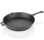 Smooth Cast Iron Skillet Pan 12 inch ( Pre Seasoned Ready to Use Induction Friendly Shell Molded )