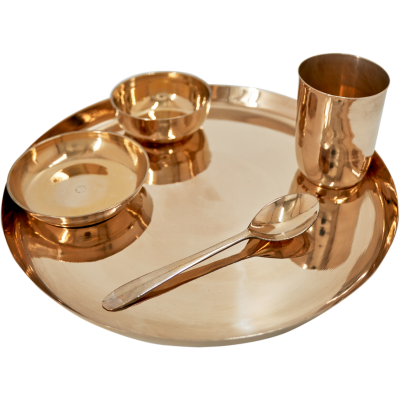 Bronze Thali Set - 11 inch (Thick Model) ( Bronze / Kansa / Vengalam / Kanchu - Traditionally Handcrafted )