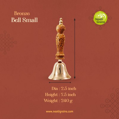 Virgin Kansa Bronze Pooja Bell Small 2.5 Inch | 78% Copper & 22% Tin | Vengalam / Kanchu | Traditional Pooja Bell