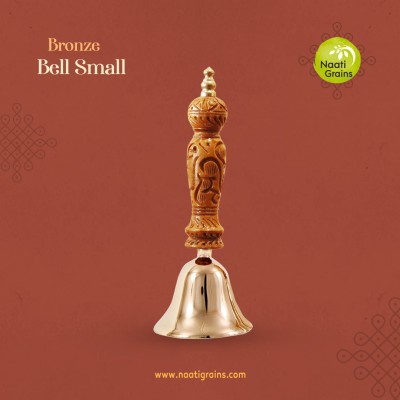 Virgin Kansa Bronze Pooja Bell Small 2.5 Inch | 78% Copper & 22% Tin | Vengalam / Kanchu | Traditional Pooja Bell