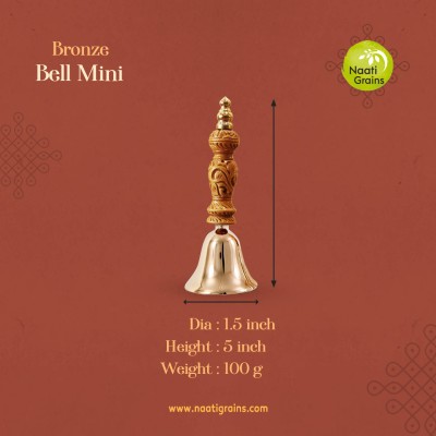 Virgin Kansa Bronze Pooja Bell Mini 1.5 Inch | 78% Copper & 22% Tin | Vengalam / Kanchu | Traditional Pooja Bell