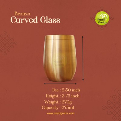 Virgin Kansa Bronze Curved Glass | 78% Copper & 22% Tin | Vengalam / Kanchu | Traditional Bronze Drinking Glass