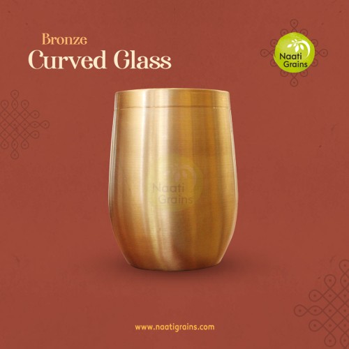 Virgin Kansa Bronze Curved Glass | 78% Copper & 22% Tin | Vengalam / Kanchu | Traditional Bronze Drinking Glass