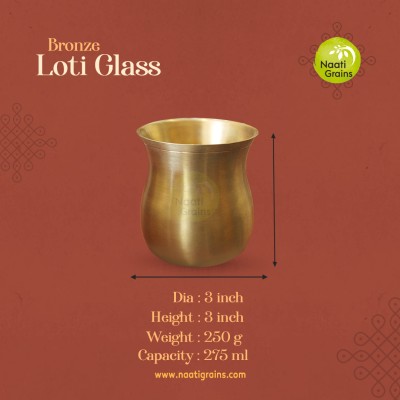 Virgin Kansa Bronze Loti Glass | 78% Copper & 22% Tin | Vengalam / Kanchu | Traditional Bronze Drinking Glass