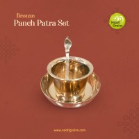 Virgin Kansa Bronze Panch Patra Set with Uddharani & Plate | 78% Copper & 22% Tin | Vengalam / Kanchu