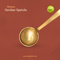 Virgin Kansa Bronze Sambar Spatula | 78% Copper & 22% Tin | Traditional Bronze Serving Ladle | Vengalam / Kanchu