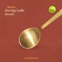 Virgin Kansa Bronze Serving Ladle (Round Shape) | 78% Copper & 22% Tin | Vengalam / Kanchu | Traditional Bronze Serving Spoon