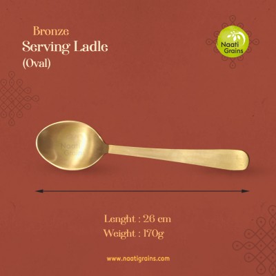 Virgin Kansa Bronze Serving Ladle (Oval Shape) | 78% Copper & 22% Tin | Vengalam / Kanchu | Traditional Bronze Serving Spoon