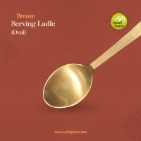 Virgin Kansa Bronze Serving Ladle (Oval Shape) | 78% Copper & 22% Tin | Vengalam / Kanchu | Traditional Bronze Serving Spoon