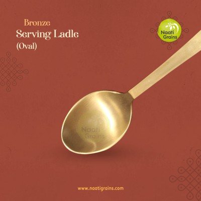 Virgin Kansa Bronze Serving Ladle (Oval Shape) | 78% Copper & 22% Tin | Vengalam / Kanchu | Traditional Bronze Serving Spoon