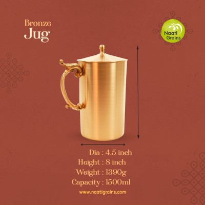 Virgin Kansa Bronze Jug with Lid | 78% Copper & 22% Tin | Vengalam / Kanchu
