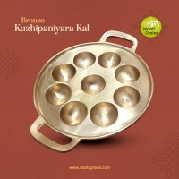 Virgin Kansa Bronze Kuzhipaniyara Kal / Paddu Tawa – 9 Pit | 78% Copper & 22% Tin | Vengalam / Kanchu