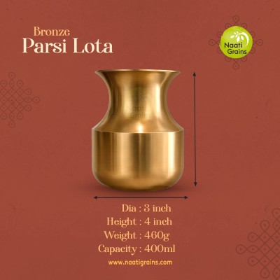 Virgin Kansa Bronze Parsi Lota | 78% Copper & 22% Tin | Vengalam / Kanchu