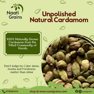Unpolished Natural Cardamom - Elaichi - Elakki - Elakai - Naturally Grown
