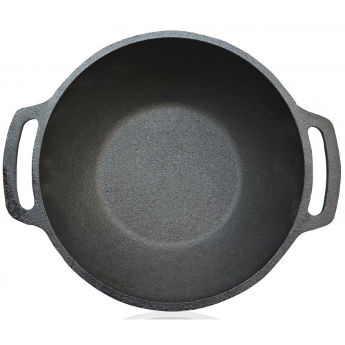 Cast Iron Large Kadai 10 inch ( Preseasoned Ready to Use / Smooth Finish ) 3 Litre 