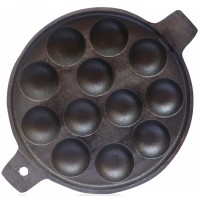 Cast Iron Kuzhipaniyara Kal (12 Kuzhi)  ( Preseasoned Ready to Use Flat Base ) Paddu Tawa