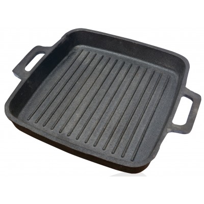 Cast Iron Grill Pan ( Pre Seasoned Ready to Use Flat Base )